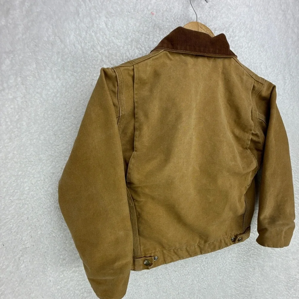 Carhartt‎ Detroit Jacket Quilt Lined Youth Medium Y20 BRN Brown Red Lining